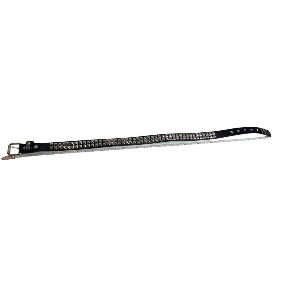 Hot Topic Two Row Pyramid Stud Belt Black with Silver Tone Studs Size 32 - Picture 7 of 10